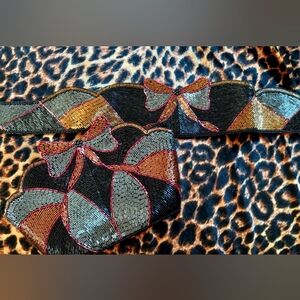 WILKO Glam 80s Era Beaded Evening Bag and Belt M/L Set Stunning Bow Design